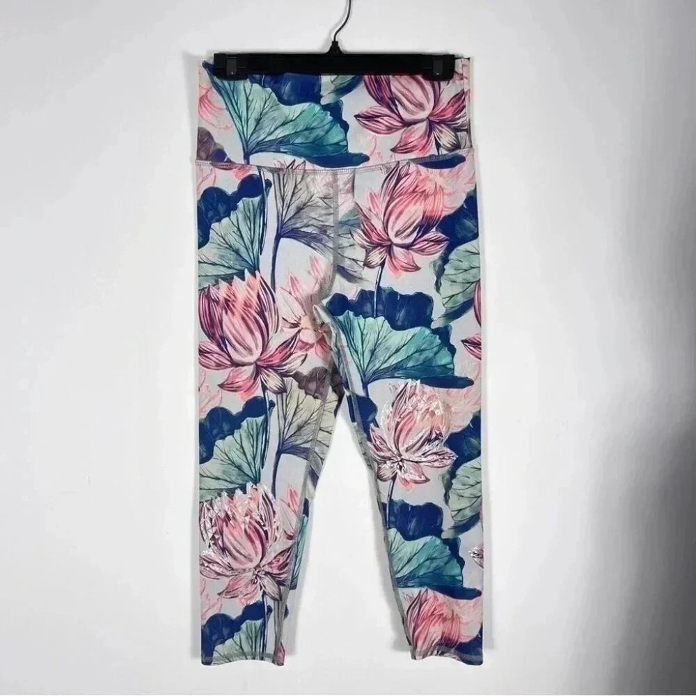 ❤️ Evolution and Creation Pants Womens  Large Capri Floral Active Yoga Leggings